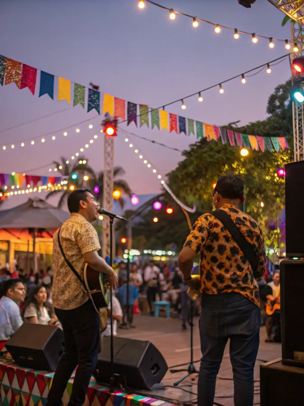 An image of a vibrant music festival with diverse performers and an enthusiastic crowd, capturing the energy and excitement of LE SOUS OFF's cultural events.