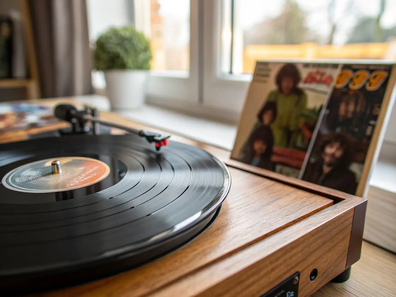 A vinyl record spinning on a turntable, showcasing the tangible and high-quality format of LE SOUS OFF's music distribution.